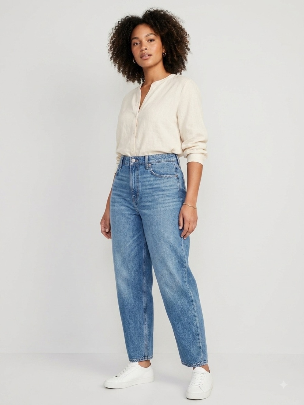 &Denim Women's Barrel Loose Fit High Waist Jeans, Size 6